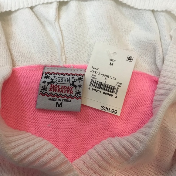 Holiday Sweater Juniors Reindeer Skiing Hooded Pullover Sweater Medium - Picture 5 of 6